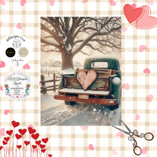 Papel De Seda Decoupage San Valentín Camioneta Verde Antigua Señ