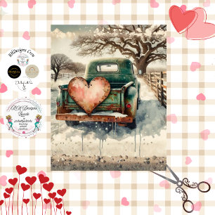 Papel De Seda Decoupage San Valentín Cásate conmigo Camioneta Ve