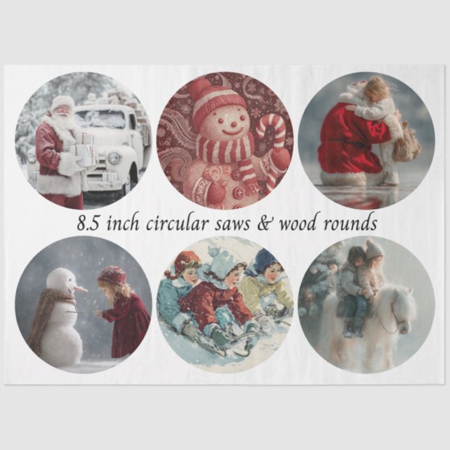 Papel De Seda Decoupage Santa Circular Saw Designs 8.5"  (Anverso)