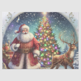 Papel De Seda Decoupage Santa Claus y renos