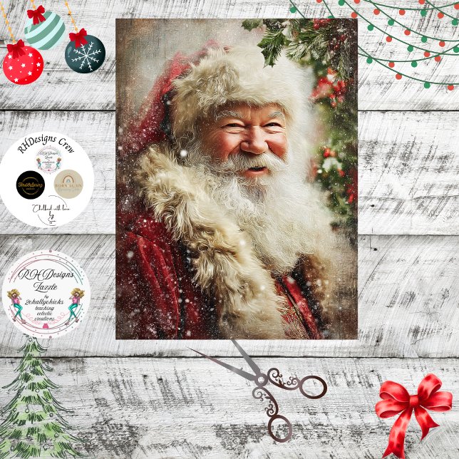 Papel De Seda Decoupage Santa navideño brillante (Subido por el creador)