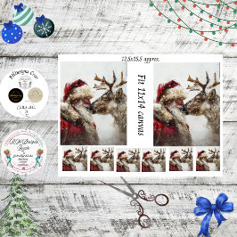 Papel De Seda Decoupage Santa Reindeer Nose to Nose Kiss