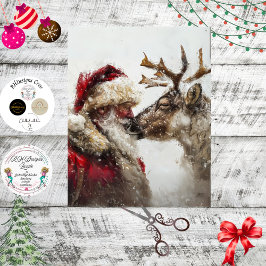 Papel De Seda Decoupage Santa & Rudolph Bono de Navidad