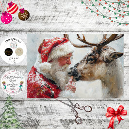 Papel De Seda Decoupage Santa Rudolph Landscape North Pole