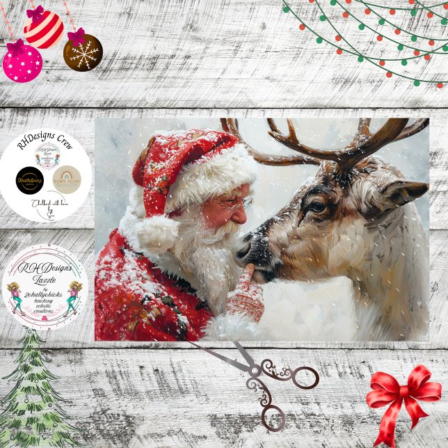 Papel De Seda Decoupage Santa Rudolph Landscape North Pole  (Subido por el creador)