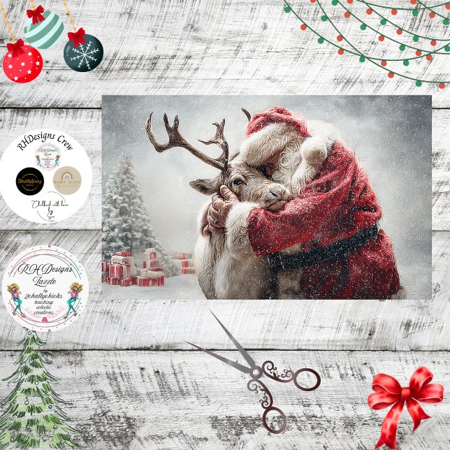 Papel De Seda Decoupage Santa & Rudolph Praying Christmas Eve (Subido por el creador)