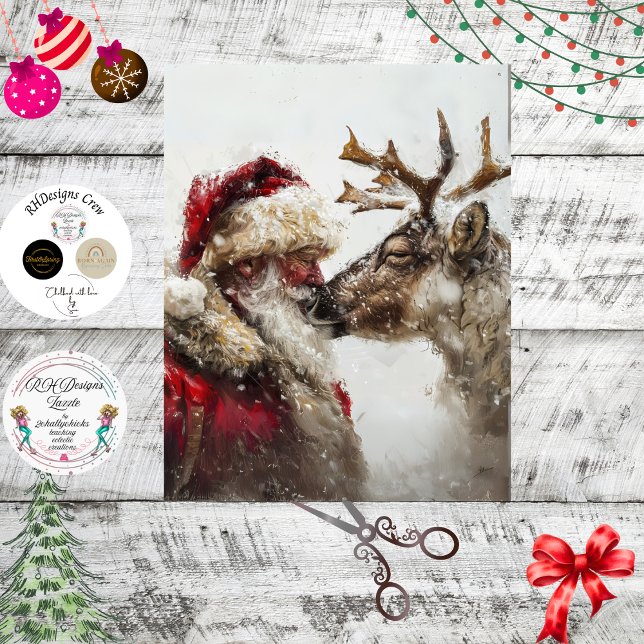 Papel De Seda Decoupage Santa Rudolph Yuletide Magic  (Subido por el creador)