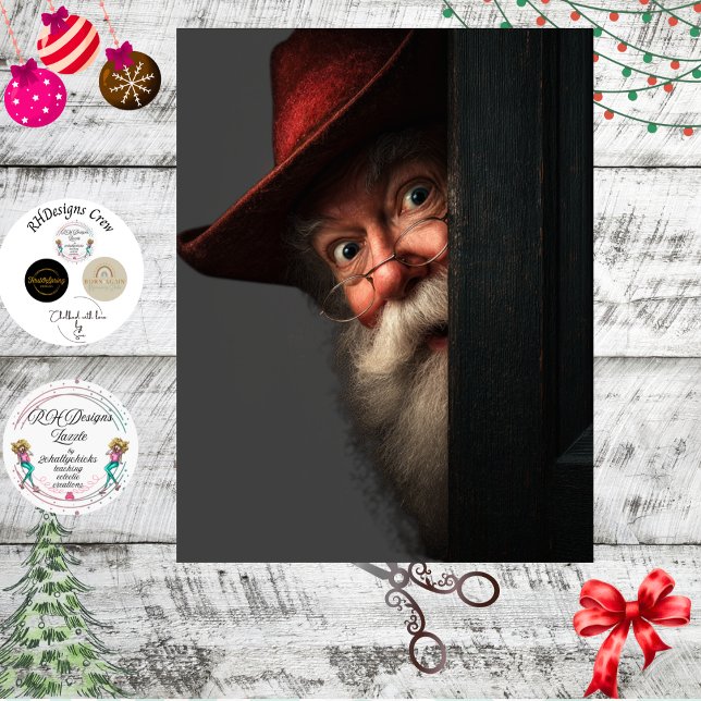 Papel De Seda Decoupage Santa Secret Check Peeking Art (Subido por el creador)