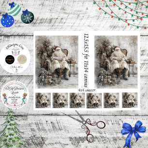 Papel De Seda Decoupage Santa Vintage Scrapbooking Lienzo 11x14