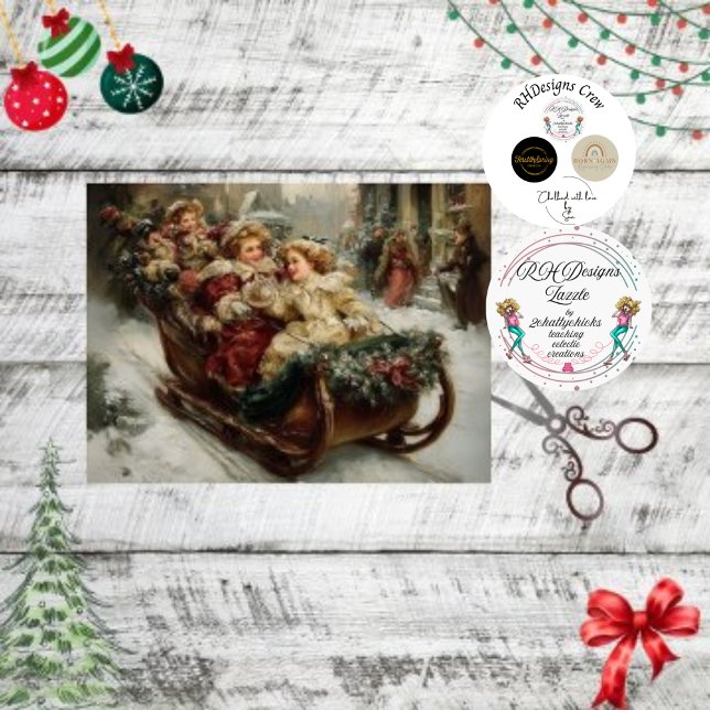 Papel De Seda Decoupage Santa Winter Sleigh Ride Scene (Subido por el creador)