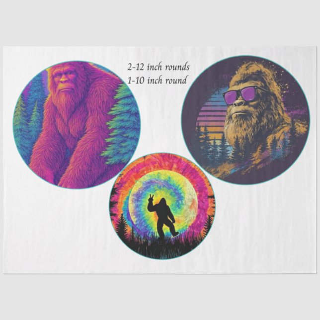Papel De Seda Decoupage Sasquatch de 12 pulgadas y redondos de 1 (Anverso)