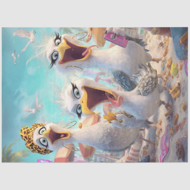 Papel De Seda Decoupage Sassiest Trio Wacky Chicks On The Beach  (Anverso)