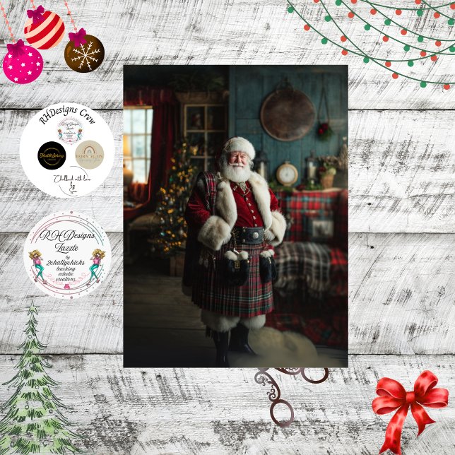 Papel De Seda Decoupage Scottish Santa Claus Festive Holiday (Subido por el creador)