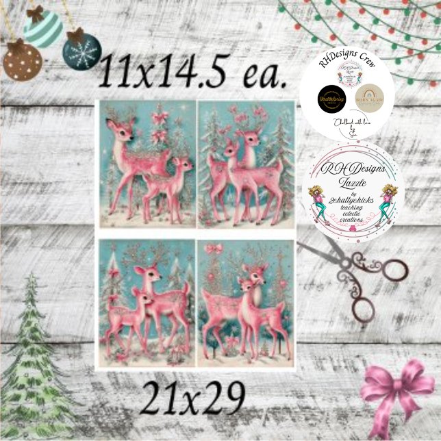 Papel De Seda Decoupage Scrapreserve Navidades rosados Deer (Subido por el creador)