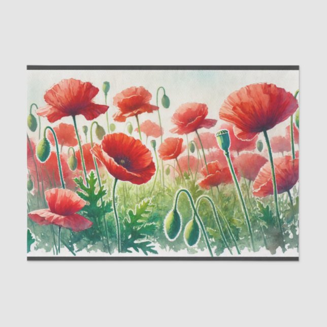 Papel De Seda  decoupage, servetten met papavers voor decoupage (Anverso)