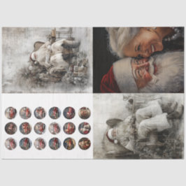 Papel De Seda Decoupage Set de 4 Diseños Santa, Sr. Santa