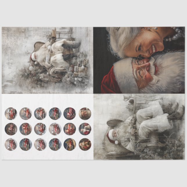 Papel De Seda Decoupage Set de 4 Diseños Santa, Sr. Santa (Anverso)