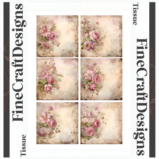 Papel De Seda Decoupage Shabby Chic Pink Roses Mezclados Set (A1 (Subido por el creador)