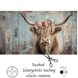 Papel De Seda Decoupage Shaggland Highland Cow Peach Flower