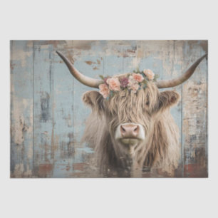 Papel De Seda Decoupage Shaggland Highland Cow Peach Flower