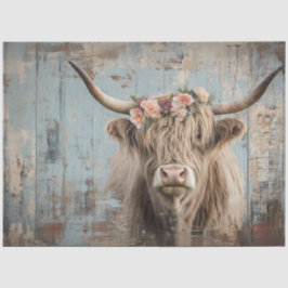 Papel De Seda Decoupage Shaggland Highland Cow Peach Flower