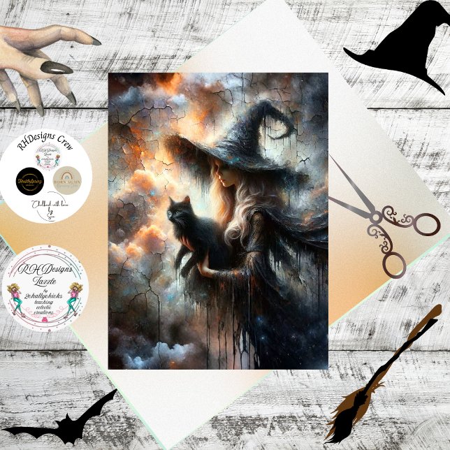 Papel De Seda Decoupage Silver Haired Witch Glowing Artwork  (Subido por el creador)