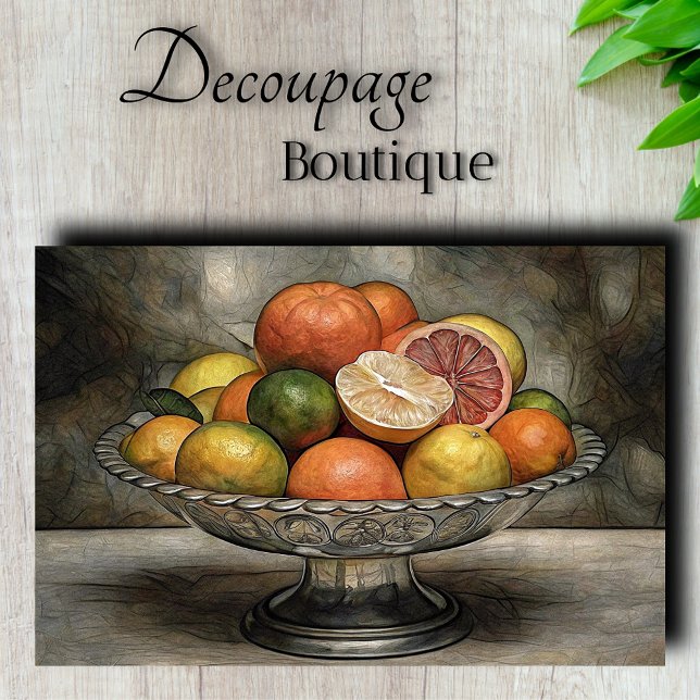 Papel De Seda Decoupage Sinfonía de Cítricos (Citrus Symphony Decoupage Tissue Paper)