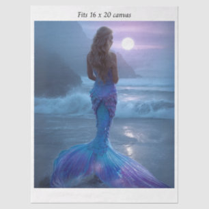 Papel De Seda Decoupage Sirena Cola Iridescente Purpura 16x20