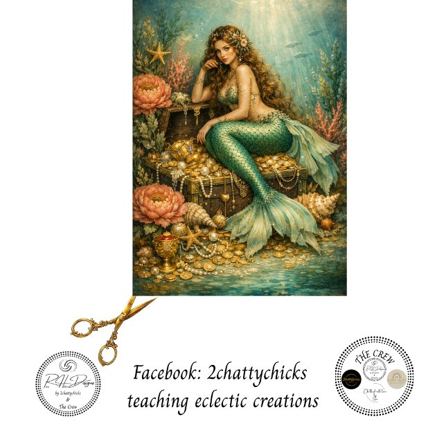 Papel De Seda Decoupage Sirena Encantada Tesoro Fantasía (Subido por el creador)