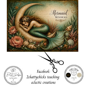 Papel De Seda Decoupage Sirena Océano Fantasía Vintage 