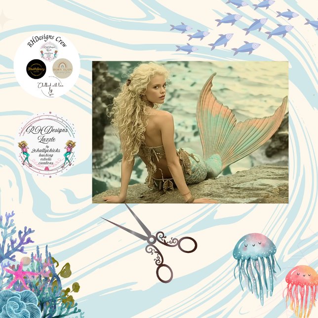 Papel De Seda Decoupage Sirena Sobre las Olas Susurrantes (Subido por el creador)