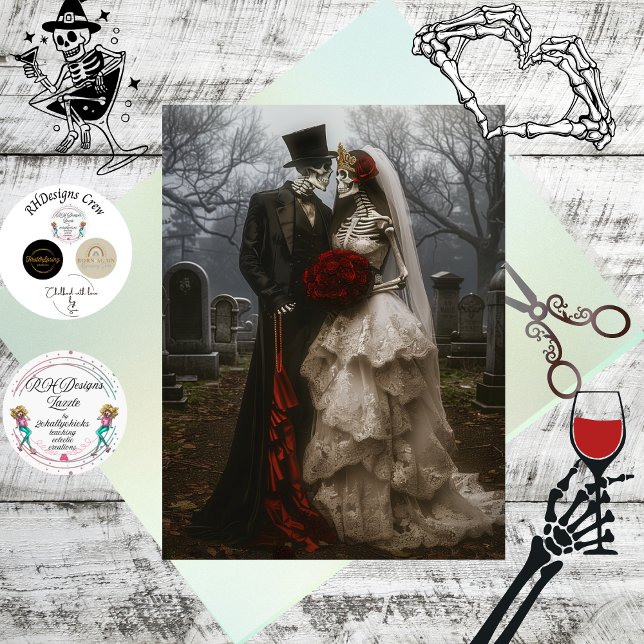 Papel De Seda Decoupage Skeleton Couple Halloween Wedding  (Subido por el creador)