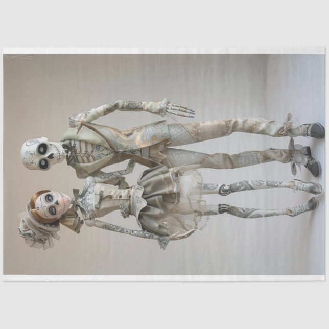 Papel De Seda Decoupage Skeleton Couple In Love (Anverso)