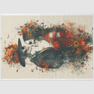 Papel De Seda Decoupage Skeleton Couple Victor & Eliza en rojo