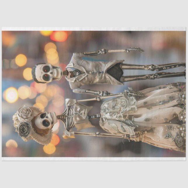 Papel De Seda Decoupage Skeleton Pareja Casada (Anverso)