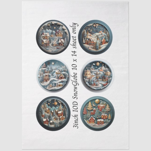 Papel De Seda Decoupage Snow Globe Moulds Winter Village 3" (Anverso)