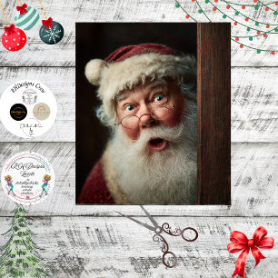 Papel De Seda Decoupage Sorprendido Santa Espiando por la Puerta