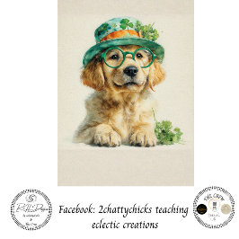 Papel De Seda Decoupage St. Patrick's Day Golden Retriever 
