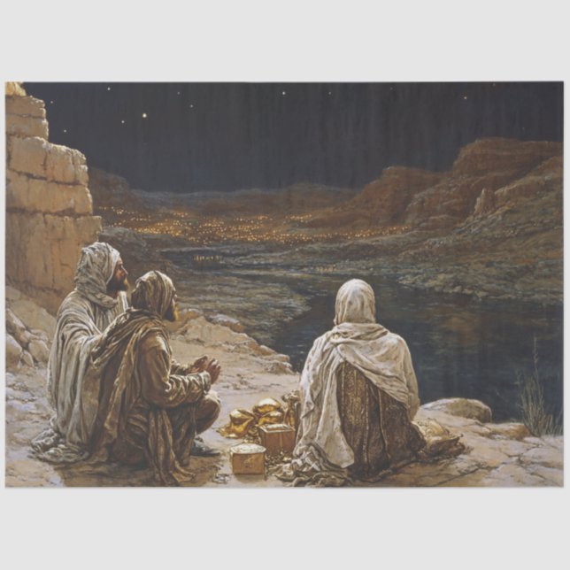 Papel De Seda Decoupage Stary Night 3 Sabios (Anverso)