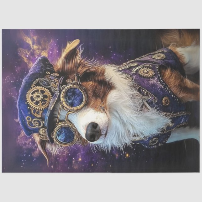 Papel De Seda Decoupage Steampunk Australian Cattle Dog Rama (Anverso)