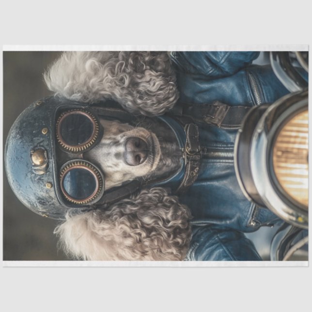 Papel De Seda Decoupage Steampunk Blue Standard Poodle (Anverso)