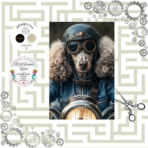 Papel De Seda Decoupage Steampunk Blue Standard Poodle