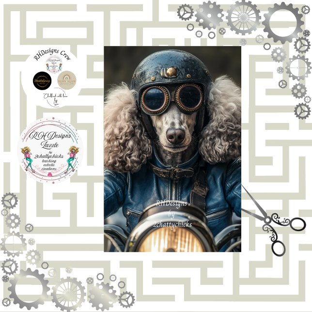 Papel De Seda Decoupage Steampunk Blue Standard Poodle (Subido por el creador)