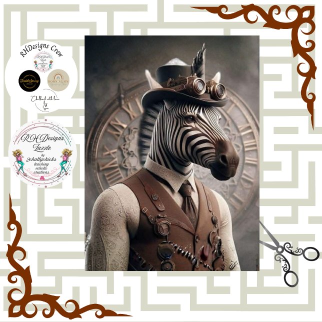 Papel De Seda Decoupage Steampunk Caballero Regalia Cebra  (Subido por el creador)