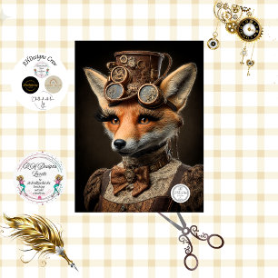 Papel De Seda Decoupage Steampunk Canadiense Francés Zorra Colle