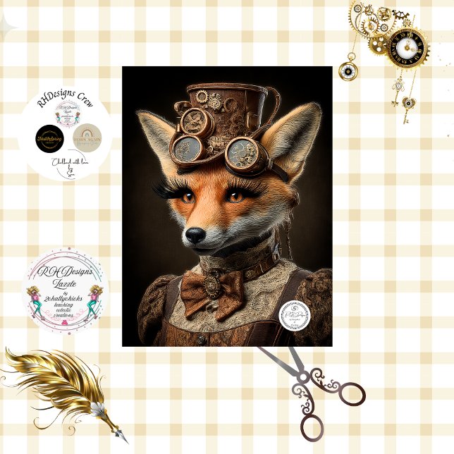Papel De Seda Decoupage Steampunk Canadiense Francés Zorra Colle (Subido por el creador)