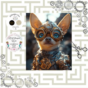 Papel De Seda Decoupage Steampunk Chihuahua Cogsley