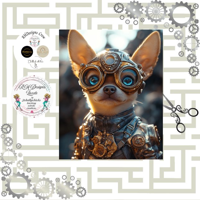 Papel De Seda Decoupage Steampunk Chihuahua Cogsley (Subido por el creador)