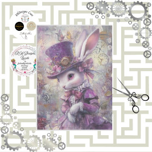 Papel De Seda Decoupage Steampunk Conejo Alicia País de las Mara