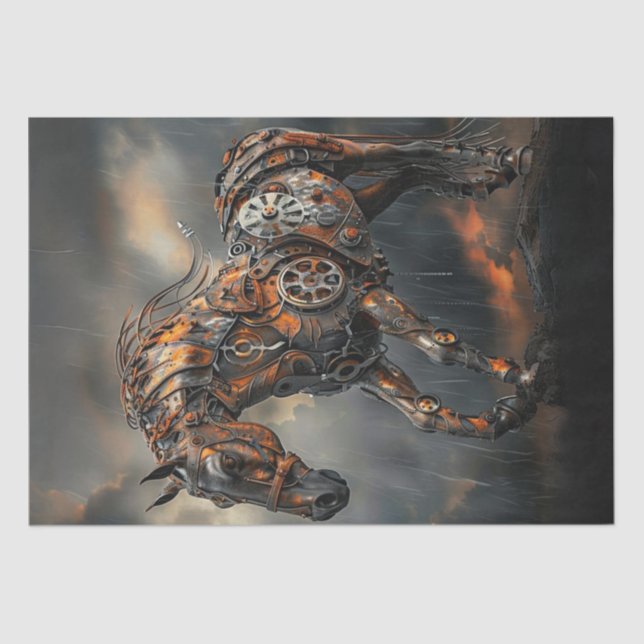 Papel De Seda Decoupage Steampunk Copper Steed Majestic Horse (Anverso)